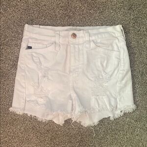 White Distressed Denim Shorts